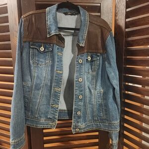 Baccini Blue Denim Jacket with Brown Accents